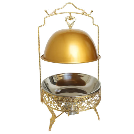 Gold Hanging Buffet Server with Dome Lid and Stand at Zubaidas Homestore Pakistan