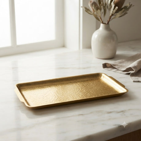 Gold Plated Stainless Steel Rectangle Tray 25cm at Zubaidas Homestore. Online Pakistan
