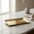 Gold Plated Stainless Steel Rectangle Tray 32cm at Zubaidas Homestore