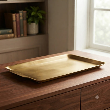 Gold Plated Stainless Steel Rectangle Tray 40cm at Zubaidas Homestore. Online Pakistan