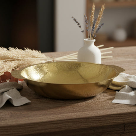 Gold Snowflake Bowl Textured Metal Finish 28cm at Zubaidas Homestore Pakistan