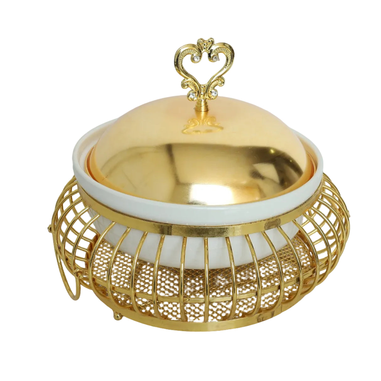 Golden Ceramic and Stainless Steel Caged Chafing Dish 2ltr Zubaidas Homestore Best for Home Shopping