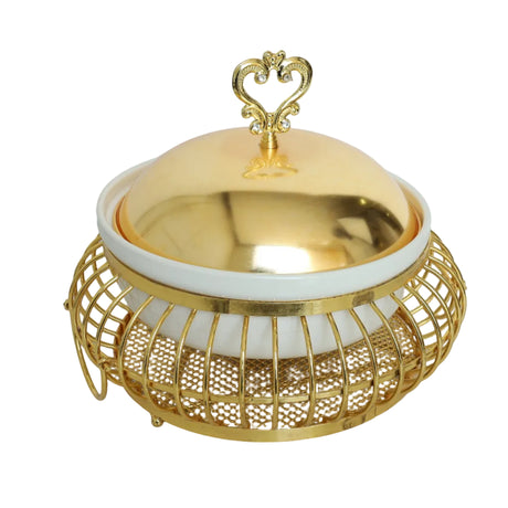 Golden Ceramic and Stainless Steel Caged Chafing Dish 2ltr Zubaidas Homestore Best for Home Shopping