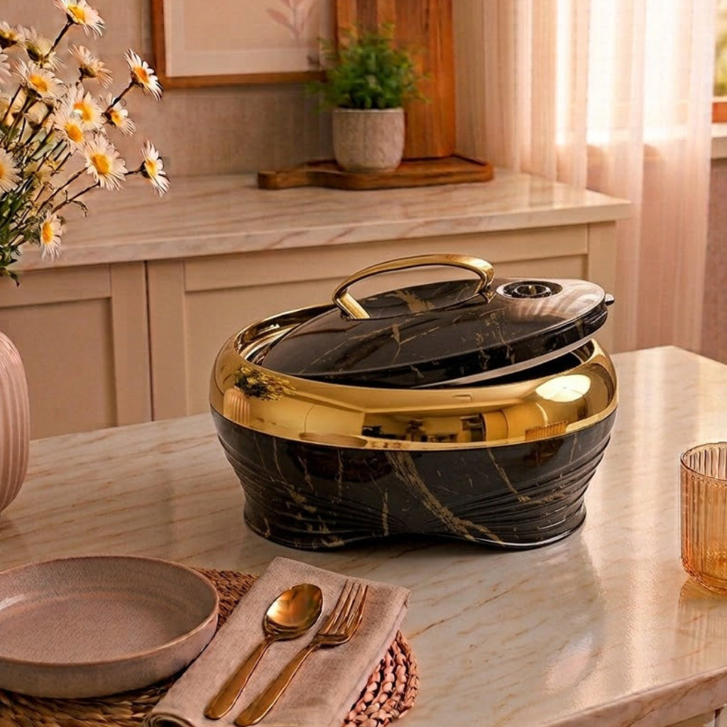 Golden Fire 5L Insulated Food Warmer Black and Gold Finish at Zubaidas Homestore Pakistan