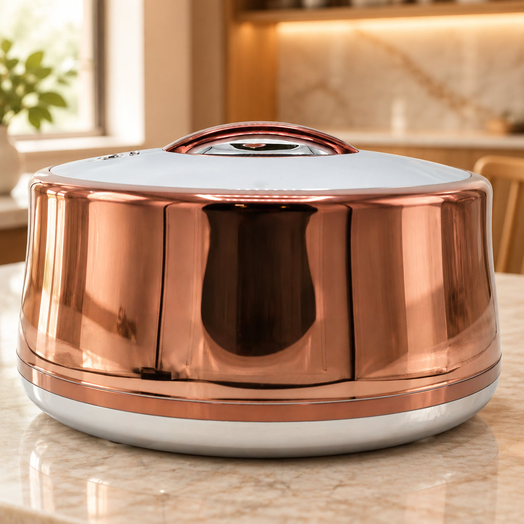 Golden Fire Insulated Hotpot 6 Liter Rose Gold and Silver at Zubaidas Homestore