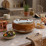 Golden Fire Oval Insulated Wood and Silver Hotpot 4LTR at Zubaidas Homestore Pakistan