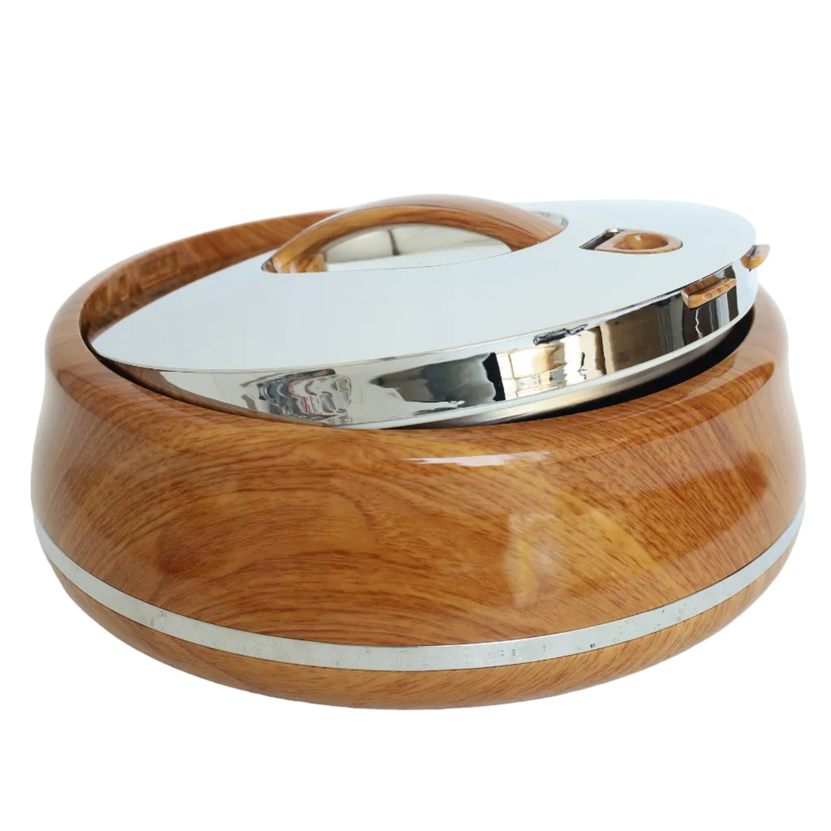 Golden Fire Oval Insulated Wood and Silver Hotpot 4LTR at Zubaidas Homestore Best for Home Shopping