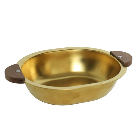 Golden Greavy Bowl with Wooden Handle at Zubaidas Homestore Best for Home Shopping Pakistan