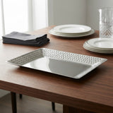 Hammered Rectangular Serving Platter 26cm Silver at Zubaidas Homestore