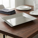 Hammered Rectangular Serving Platter 32cm Silver at Zubaidas Homestore