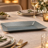 Hammered Rectangular Serving Platter 34cm Silver at Zubaidas Homestore 