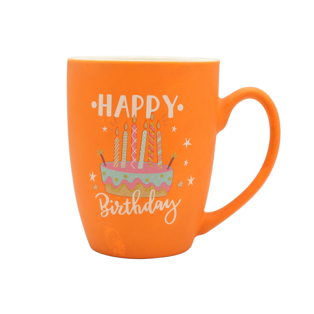 Happy Birthday Printed Ceramic Coffee Mug Orange at Zubaidas Homestore Pakistan