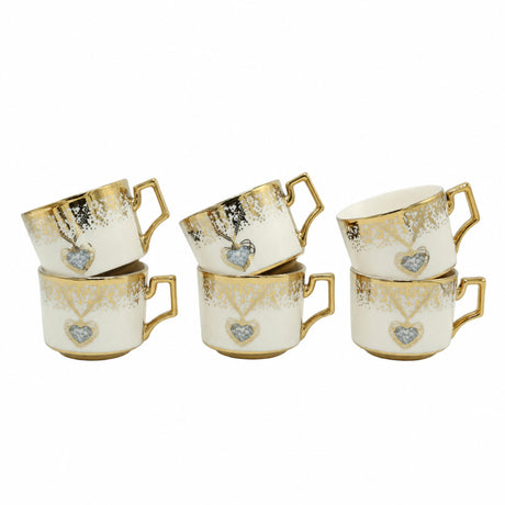 Heart Design Porcelain Cup and Saucer 6 Pieces Set at Zubaidas Homestore. Best Online Homestore in Pakistan