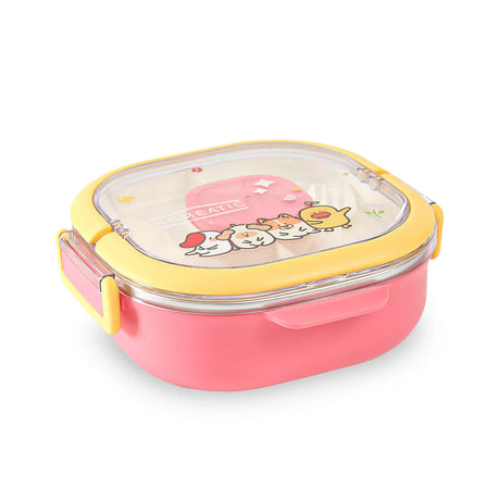 Homeatic Friends Stainless Steel Pink 700 ML Lunch Box with Cutlery at Zubaidas Home Store
