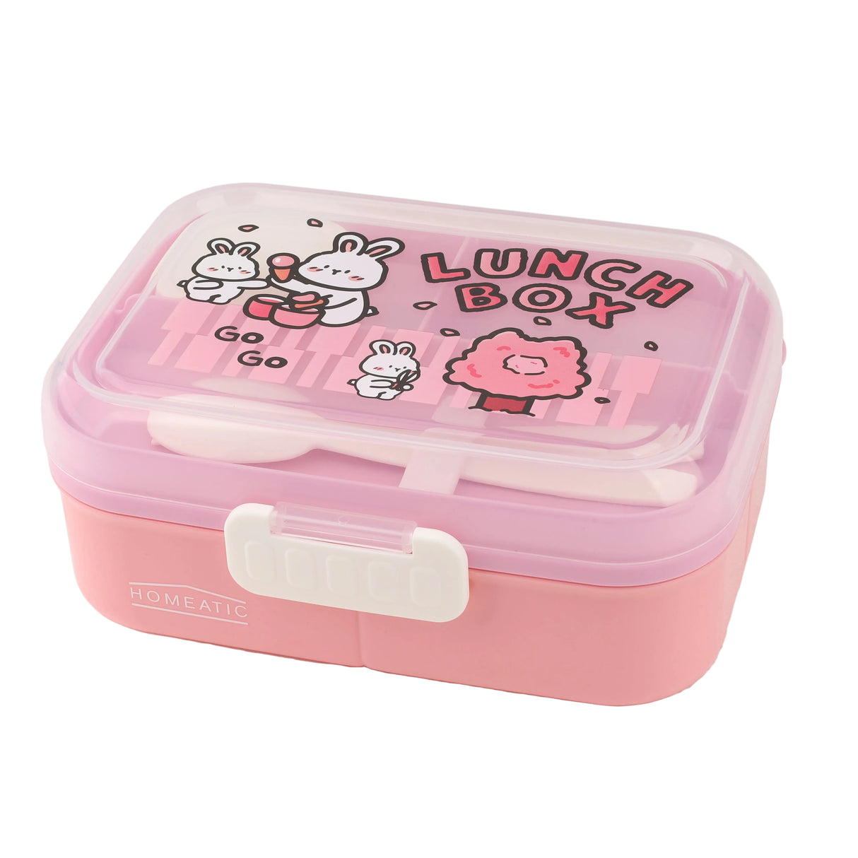 Homeatic Kids Bento Pink 1.15 Liter Lunch Box With Cutlery at Zubaidas Homestore