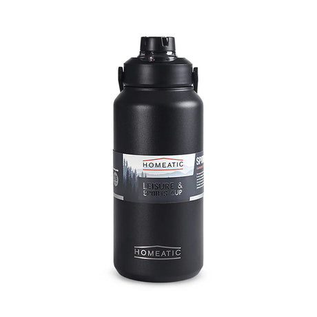 Homeatic Leisure and Sports Vacuum Flask 1300ML Black Steel Water Bottle at Zubaidas Homestore