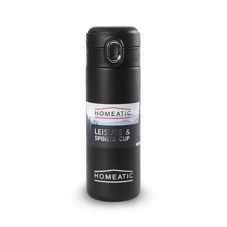 Homeatic Leisure and Sports Vacuum Flask 400ML Black Steel Water Bottle at Zubaidas Homestore