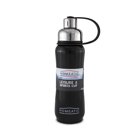 Homeatic Leisure and Sports Vacuum Flask 500ML Black Steel Water Bottle at Zubaidas Homestore
