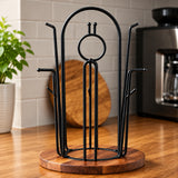 Homeatic Metal Mug Tree Holder with Wooden Base Black at Zubaidas Homestore 