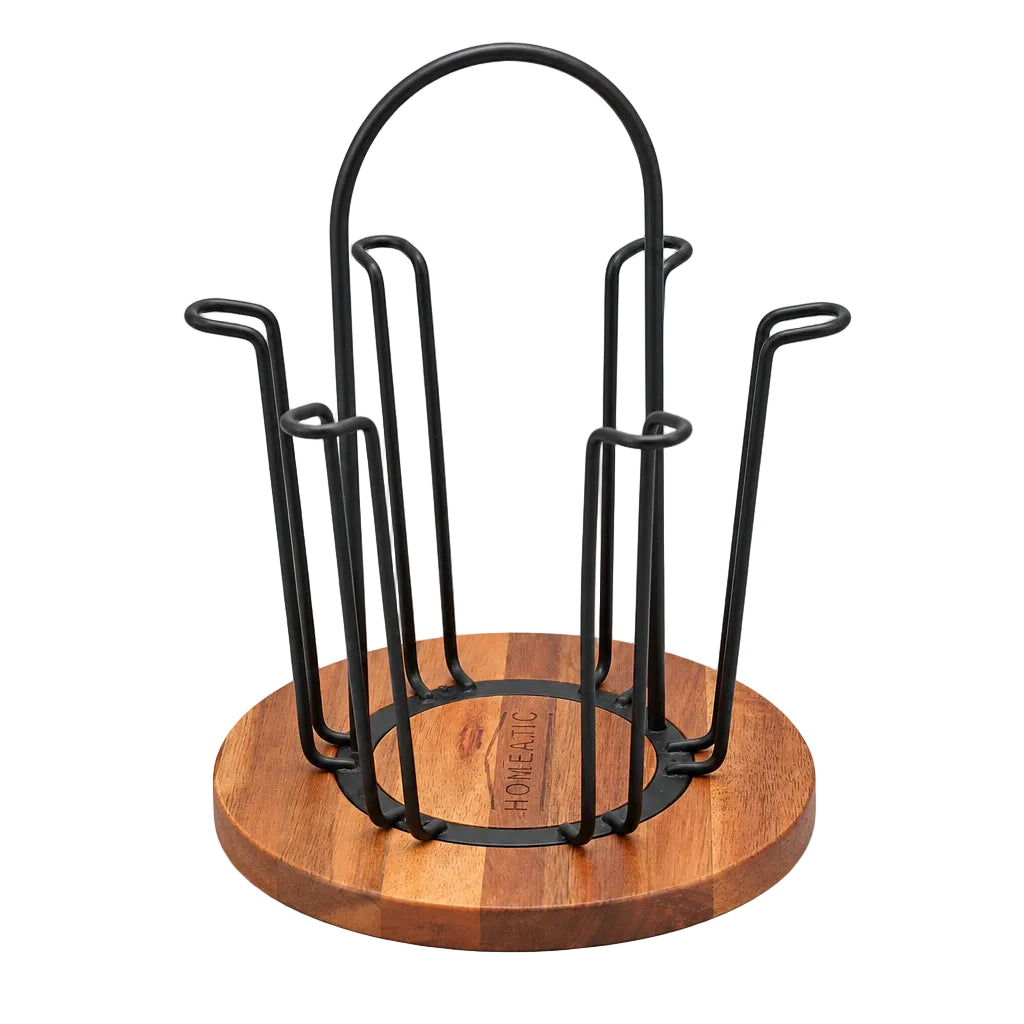 Homeatic Metal Mug Tree Holder with Wooden Base Black at Zubaidas Homestore Pakistan