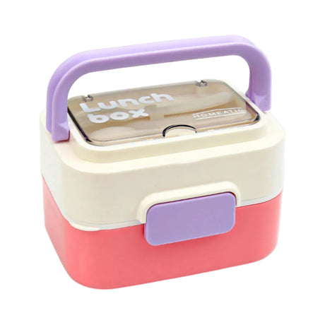 Homeatic Stackable Multi-Tier Stainless Steel Pink Lunch Box 200*2 + 600ml at Zubaidas Homestore Pakistan