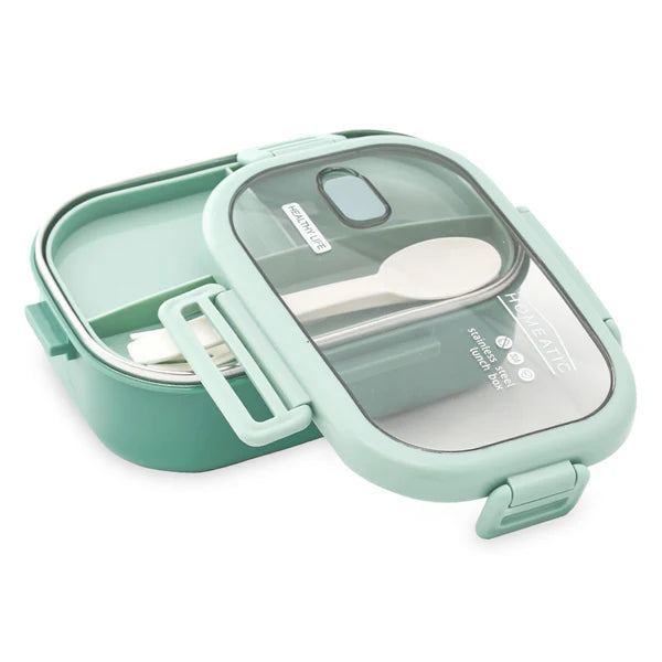 Homeatic Stainless Steel Lunch Box With Cutlery 850ml Green at Zubaidas Best Homestore in Pakistan