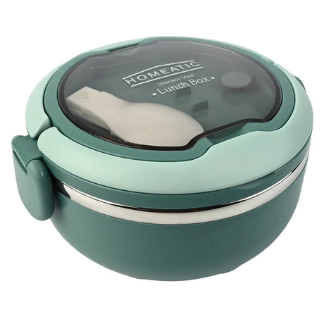 Homeatic Stainless Steel Lunch Box with Spoon 750ml Green at Zubaidas Homestore