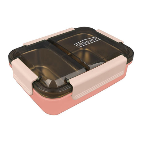 Homeatic Stainless Steel Lunch Box with Two Compartments Pink at Zubaidas Homestore