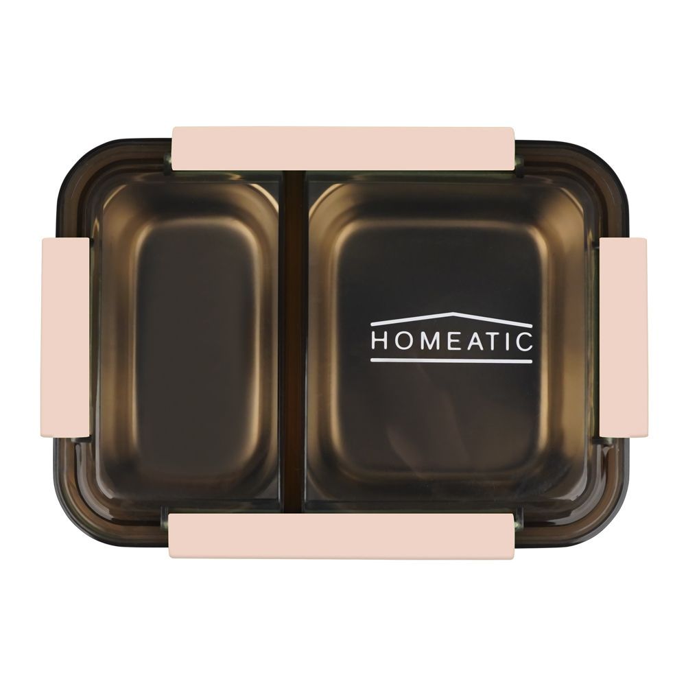 Homeatic Stainless Steel Lunch Box with Two Compartments Pink at Zubaidas Homestore Pakistan