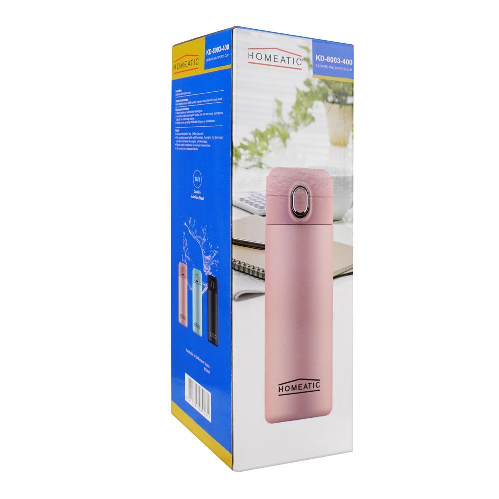 Homeatic Stainless Steel Water Bottle 400ml Pink at Zubaidas The Biggest Homestore in Pakistan