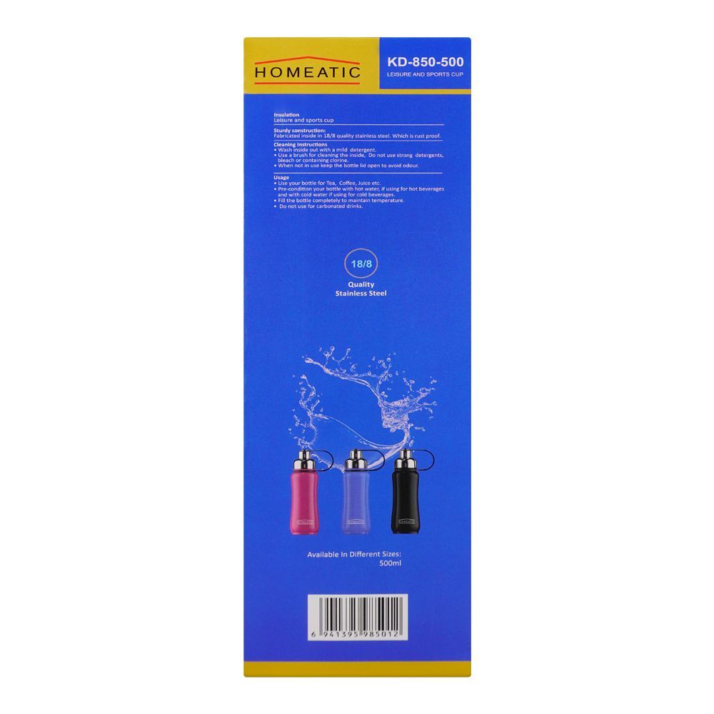 Homeatic Stainless Steel Water Bottle 500ml Blue at Zubaidas The Largest Homestore in Pakistan