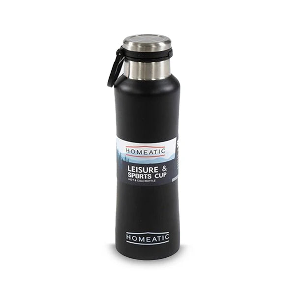 Homeatic Stainless Steel Water Bottle 550ml Black at Zubaidas Homestore