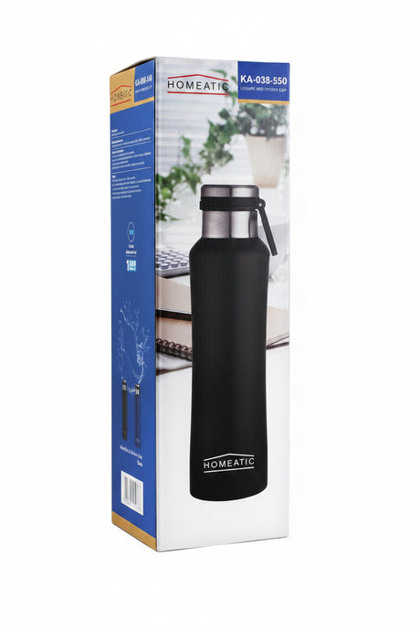 Homeatic Stainless Steel Water Bottle 550ml Black at Zubaidas Homestore Pakistan