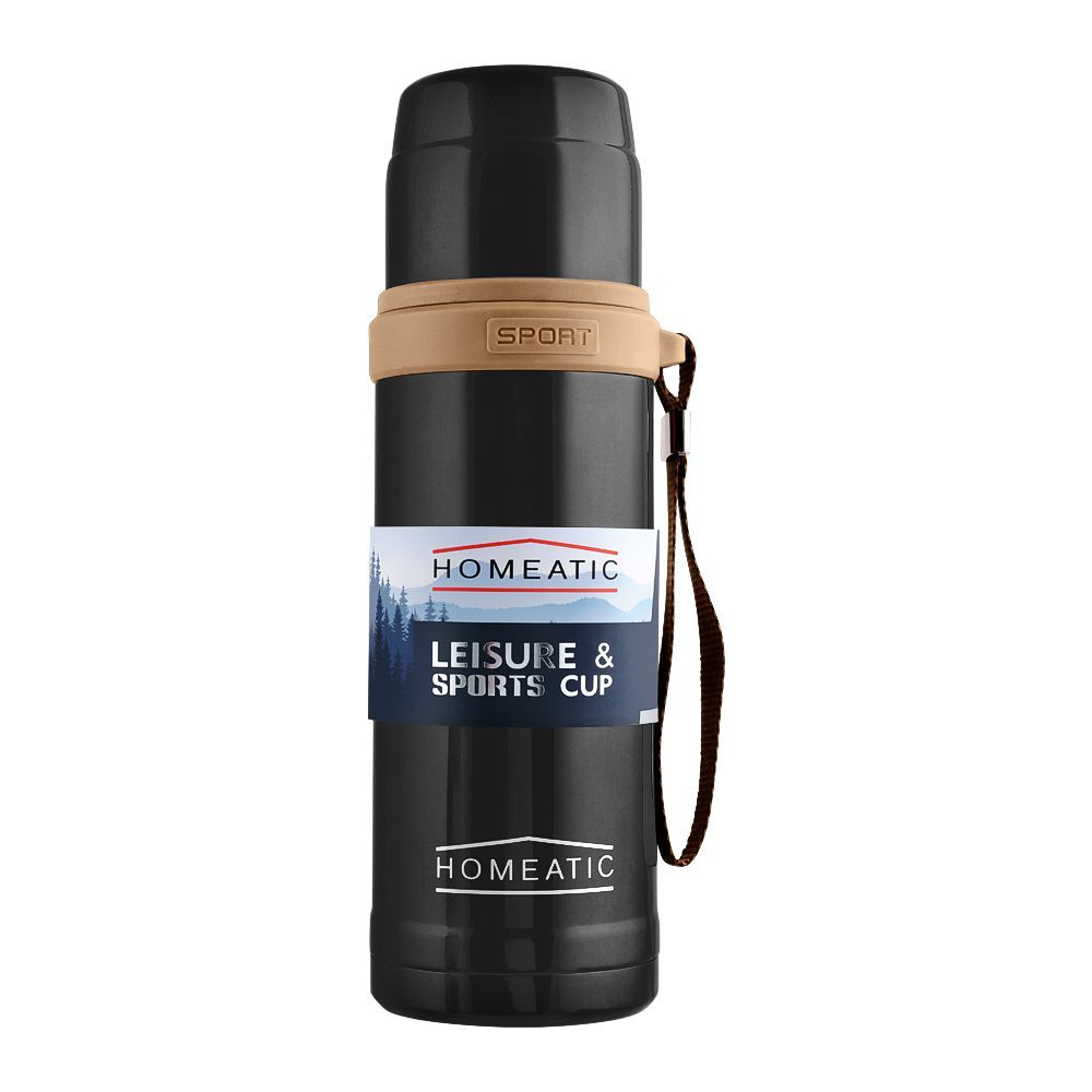 Homeatic Stainless Steel Water Bottle 600ml Black at Zubaidas Homestore