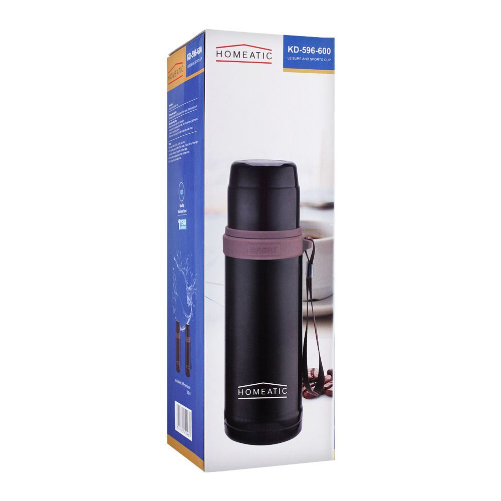 Homeatic Stainless Steel Water Bottle 600ml Black at Zubaidas Homestore Pakistan