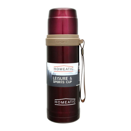 Homeatic Stainless Steel Water Bottle 600ml Maroon at Zubaidas Homestore