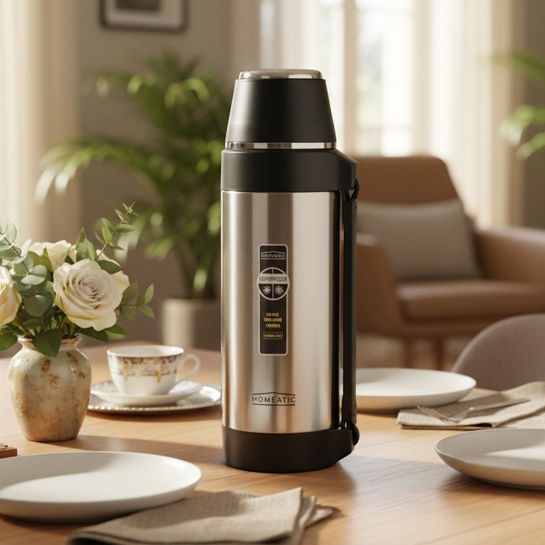 Homeatic Steel Vacuum Silver Travel Pot 1.5 Liter at Zubaidas Homestore