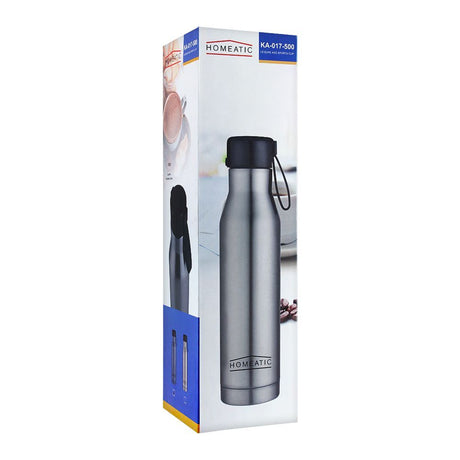 Homeatic Steel Water Bottle Leisure and Sports 500ml Silver Zubaidas Homestore Pakistan