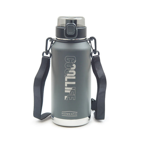 Homeatic Vaccum Flask- Grey Steel Water Bottle 1100ML at Zubaidas Homestore