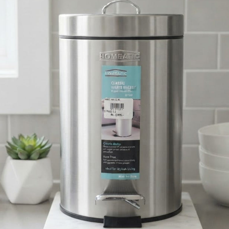 Homeatic Waste Bin Steel 3 Liters at Zubaidas Homestore
