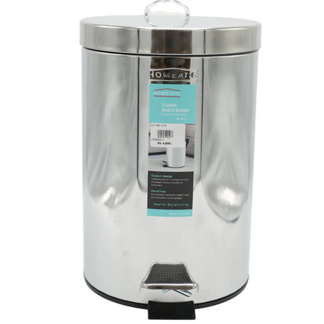 Homeatic Waste Bin Steel 7 Liters at Zubaidas Homestore