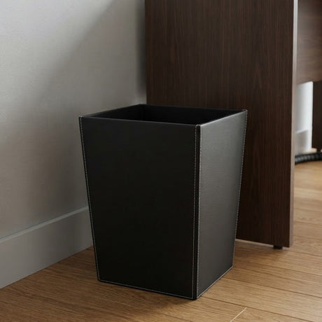 Homey Faux Leather Waste Basket Black at Zubaidas Homestore 
