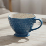 Honeycomb Pattern Ceramic Tea Cup Blue 350ml Zubaidas Homestore 