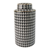Houndstooth Ceramic Vase Jar Black and White at Zubaidas Homestore Pakistan