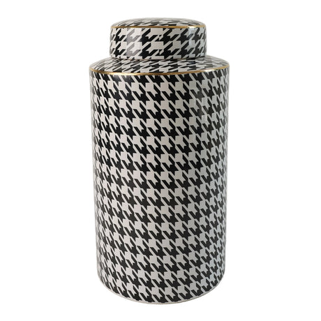Houndstooth Ceramic Vase Jar Black and White at Zubaidas Homestore Pakistan