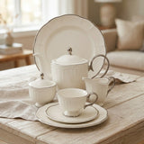 Imperial Bone China Tea Set 24 Pieces Silver Rim at Zubaidas Homestore
