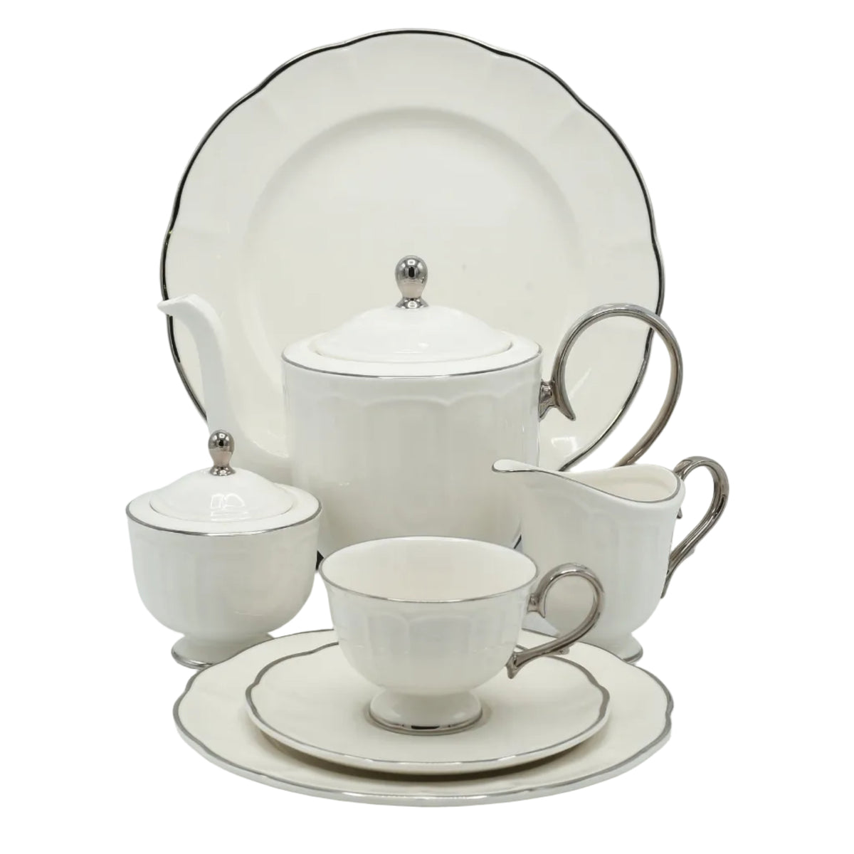 Imperial Bone China Tea Set 24 Pieces Silver Rim at Zubaidas Homestore Pakistan