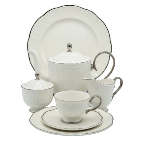 Imperial Bone China Tea Set 24 Pieces Silver Rim at Zubaidas Homestore Pakistan