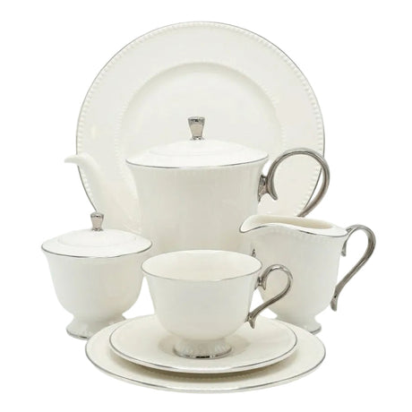 Imperial Bone China Tea Set 24 Pieces Silver Trim at Zubaidas Homestore Pakistan