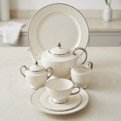 Imperial Fluted Bone China Tea Set 24 Pieces at Zubaidas Homestore